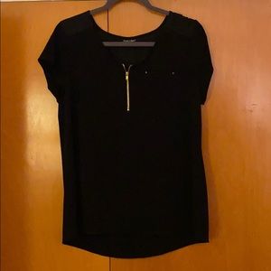 Black Dress Top with Gold Accents